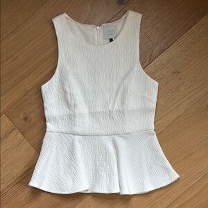 Anthropologie White Fitted Peplum Tank Top